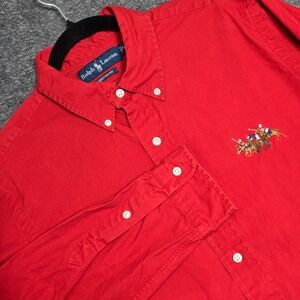 Polo Ralph Lauren Triple Pony Shirt Mens Size Large Long Sleeve Button Up Cotton